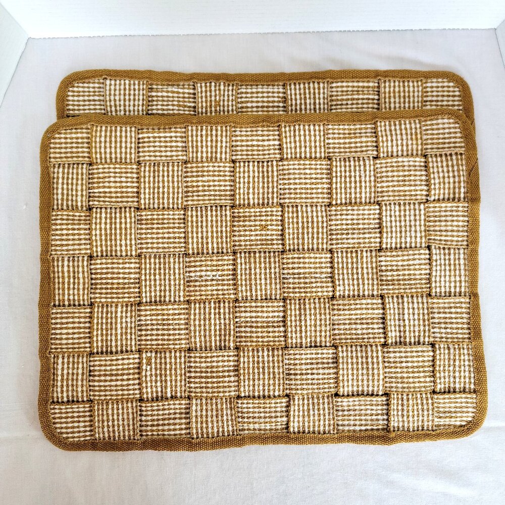 La Signoria di Firenze Vintage Placemat Set of 2 Made in Italy Brown Cream Weave